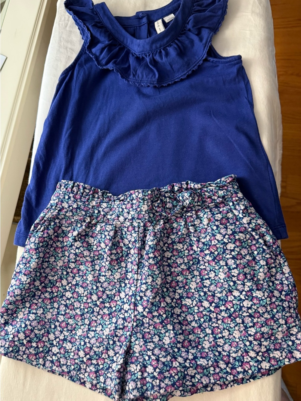 Janie and Jack Navy Ruffle Tank with Floral Shorts Set